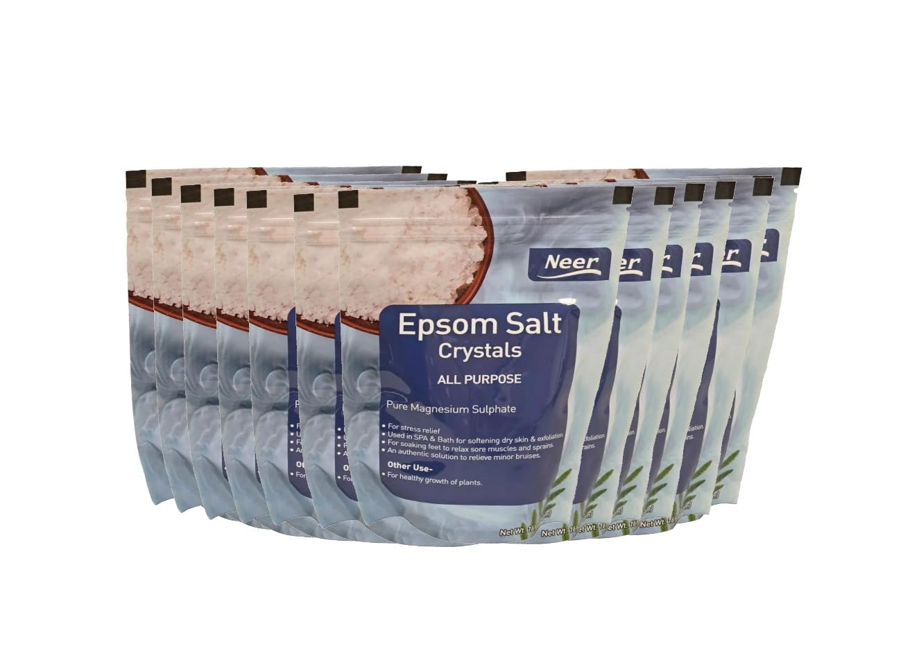 Epsom Salt Crystals Soak, Pure Magnesium Sulfate All Purpose, 12LB (1Pound x 12Pack)
