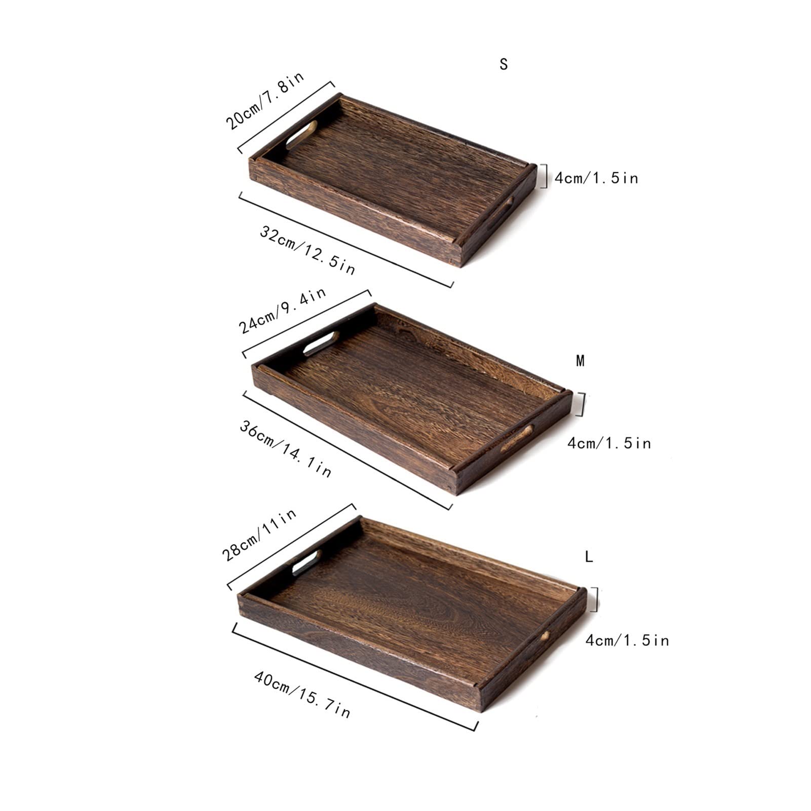 Bandeja Bandeja de servir y plato, placa de senderos de madera rectangular con bandeja de bocadillos de mango, bandeja de desayuno, decoración de granja con estilo Sirviendo platos Bandejas para Servi