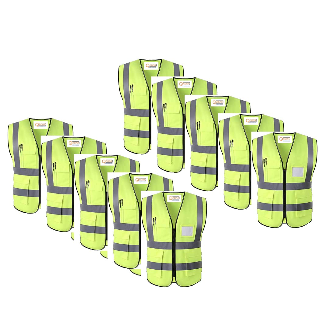 QADAR Unisex-Adult Executive Casual Style Safety Jacket,Multi-Purpose Safety Jacket With 4 Pockets,2-Inch Reflective Stripes At The Front&Back,More Visible With 360° Visibility (10 Nos),Green (B0BG1X1B4B) Amazon Price History, Amazon Price Tracker