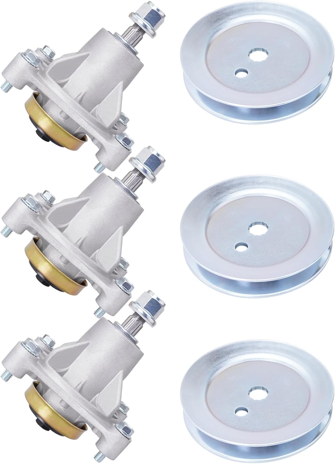 604214 Spindle Assembly with 603988 Pulley - Fits Hustler 52" Deck, Hustler Raptor 52" Deck, Hustler 935817 934794 936492 936500 934802 935759 933077 934414 (3-Pack)