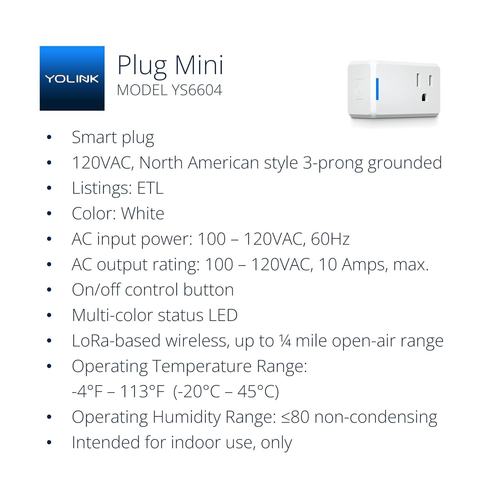 YoLink Plug Mini Ultra-Compact Smart Outlet with Over-Temperature Protection Precision Scheduling 1 4 Mile LoRa Range Alexa Google — view 2