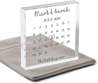 Engagement Wedding Date Gifts for Couples, Personalised 1st 2nd 5th 10th Wedding Anniversary Date Gift Husband Wife, Special Date Gifts For Him Her Couples, Family Date, With Grey Bag