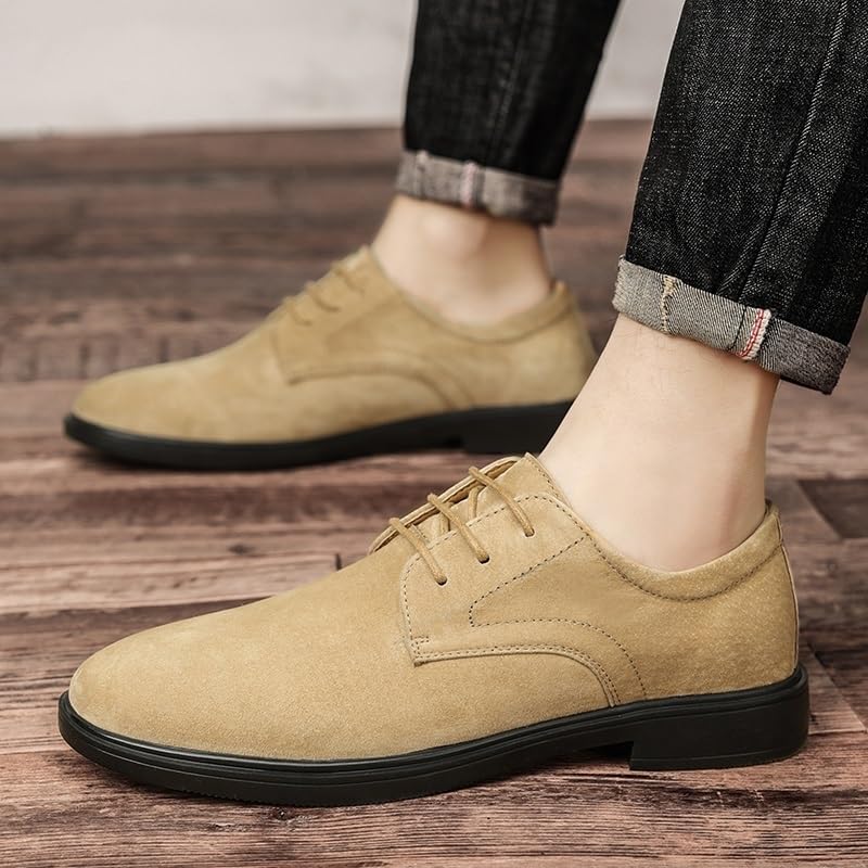 Men's Casual Oxford Shoes Suede Lace-up Breathable Rubber Sole Low Top Business Office Working Shoes4