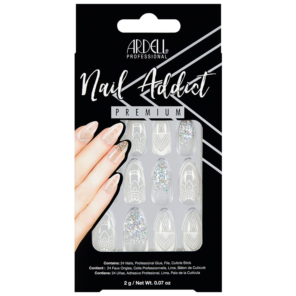 Ardell Nail Addict Premium Artificial Nail Set, Glass Deco
