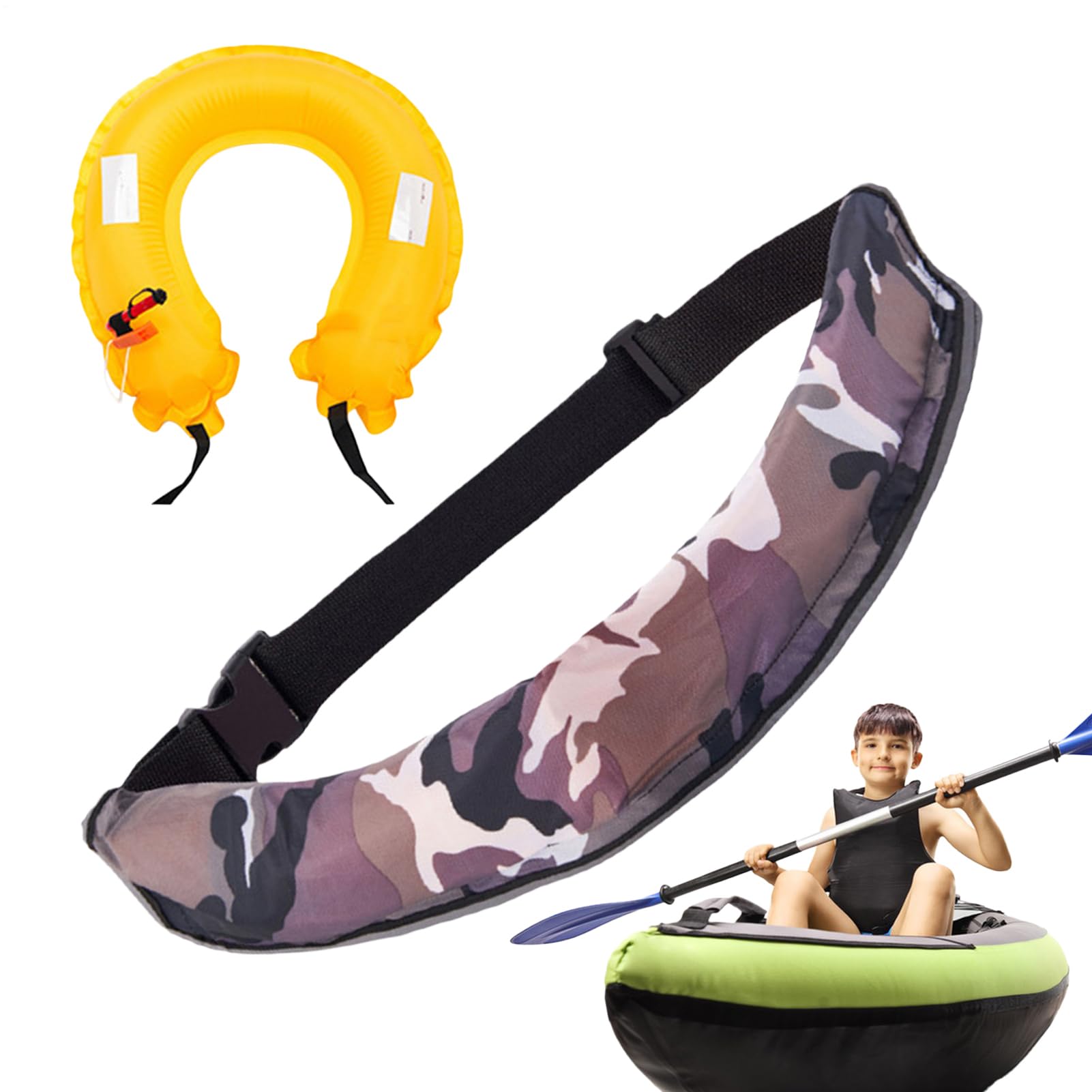 Cintura da nuoto gonfiabile, set di cinture per anelli di vita, strumento riflettente regolabile con fischietto di sopravvivenza per uomo e donna, pesca, kayak, paddle boarding