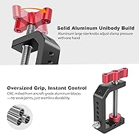 Vista 6 de Soporte para cámara de escritorio con abrazadera C, abrazadera en C de mesa de aluminio con rosca de 1/4 de pulgada 3/8 pulgadas, soporte DSLR