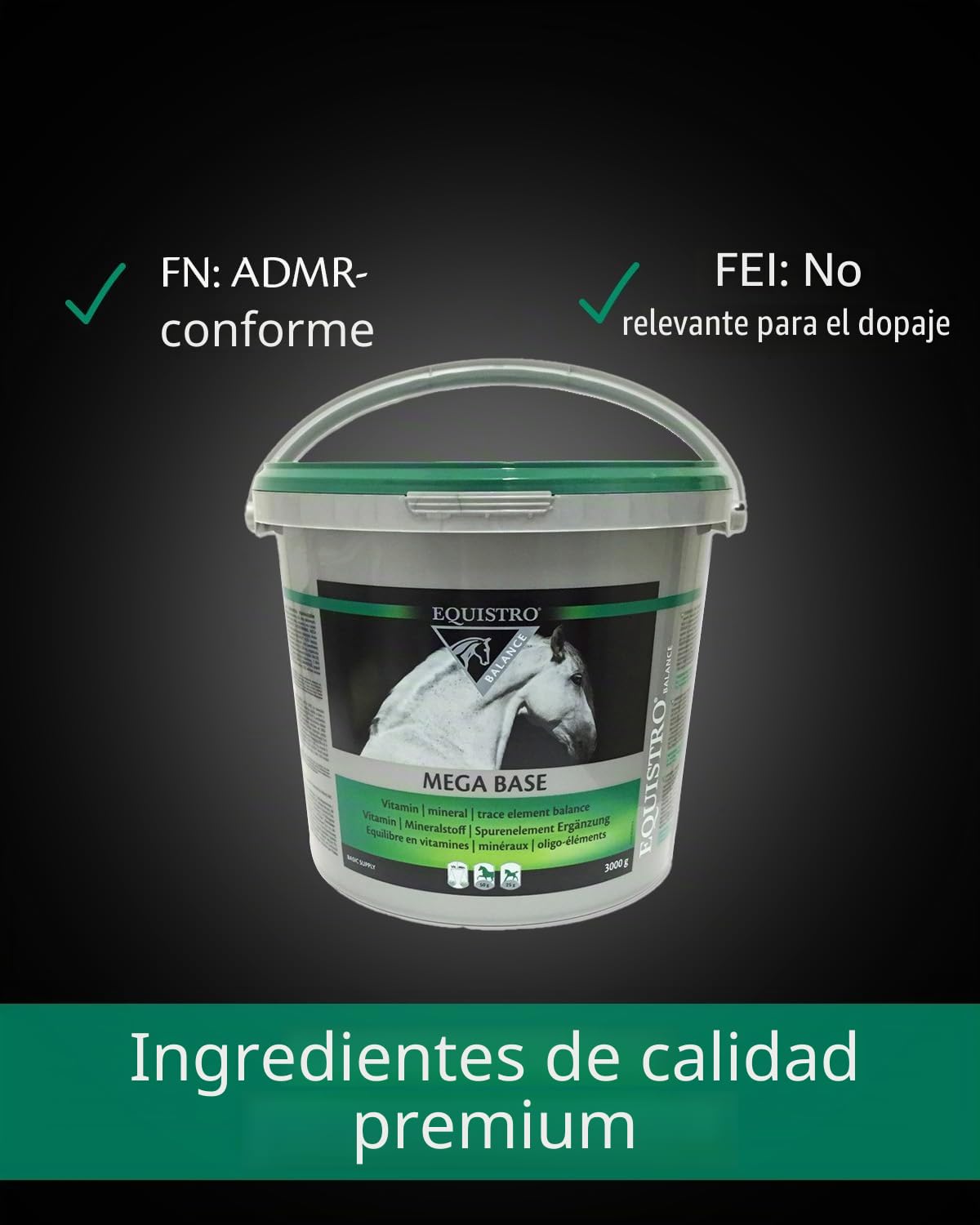EQUISTRO® Mega Base | Complemento alimenticio para Caballos | Alimento Mineral apoyar la extracción de nutrientes | 3 kg