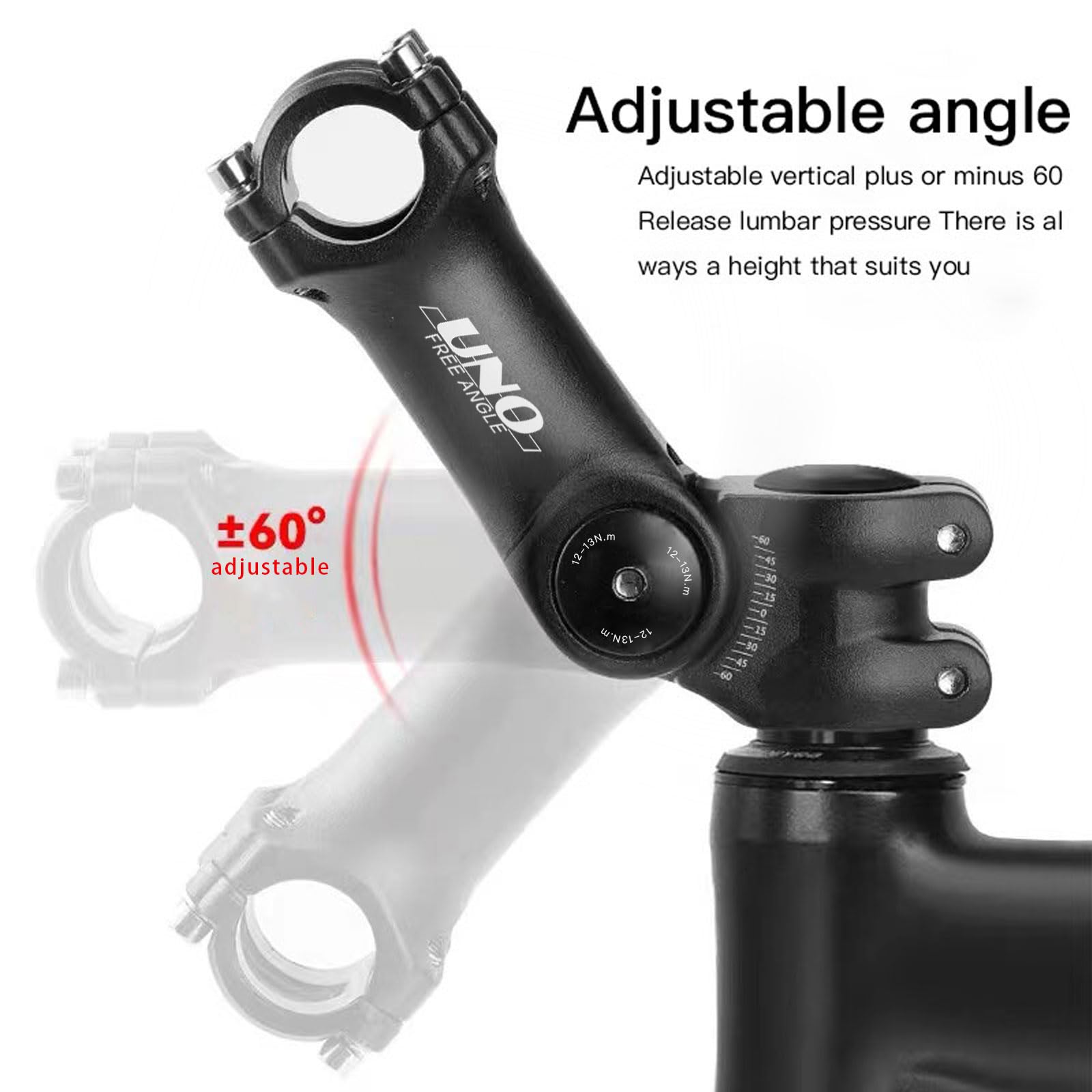FIFTY-FIFTY Adjustable Bike Stem 0-60° - 31.8mm Handlebar, 1-1/8" Steerer, 90mm/110mm Length, Aluminum Alloy