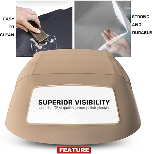 Miniatura 4 de A-Premium Tapa blanda convertible marrón con ventana de plástico compatible con Mazda Miata 1990-2005 Convertible MA14 MA1100339902