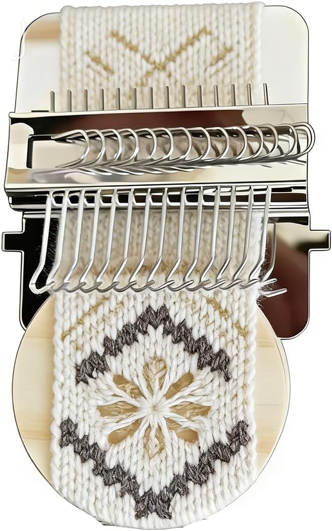 Complete Darning Loom Kit for Clothes Repair & Mini Weaving | Includes Wooden Loom, 14 Needles, Elastic Bands, Stitch Markers | Portable Sewing/Mending Tool for Socks, Sweaters