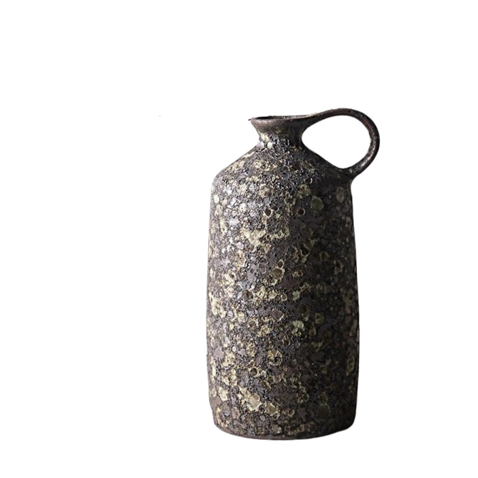 Geometric vase Small Mouth Vase Terra Cotta Decor For Tabletop Centerpiece - Ceramic Dry Flower Holder & Aesthetic Art Piece flowers(Color1)