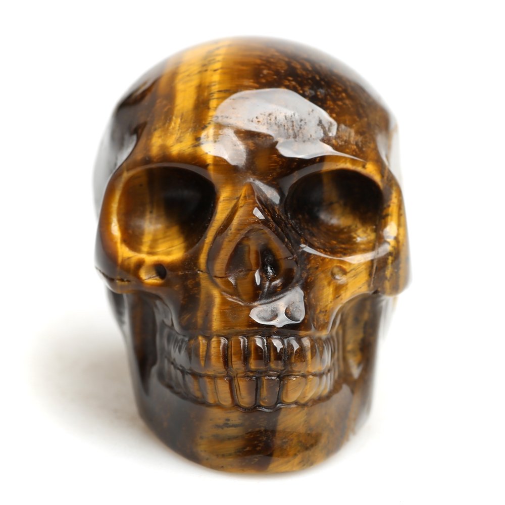 SnamicE Natural crystal rough Crystal Stone Human Reiki Skull Figurine Statue Sculptures Mixed Stone,Tiger Eye