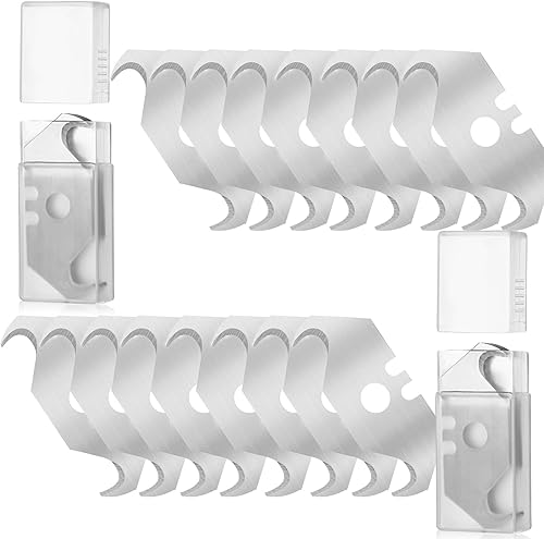 Cuchillo de afeitar para alfombras y techos – Recambios de cuchillas de caja (20 piezas) con caja de almacenamiento de plástico