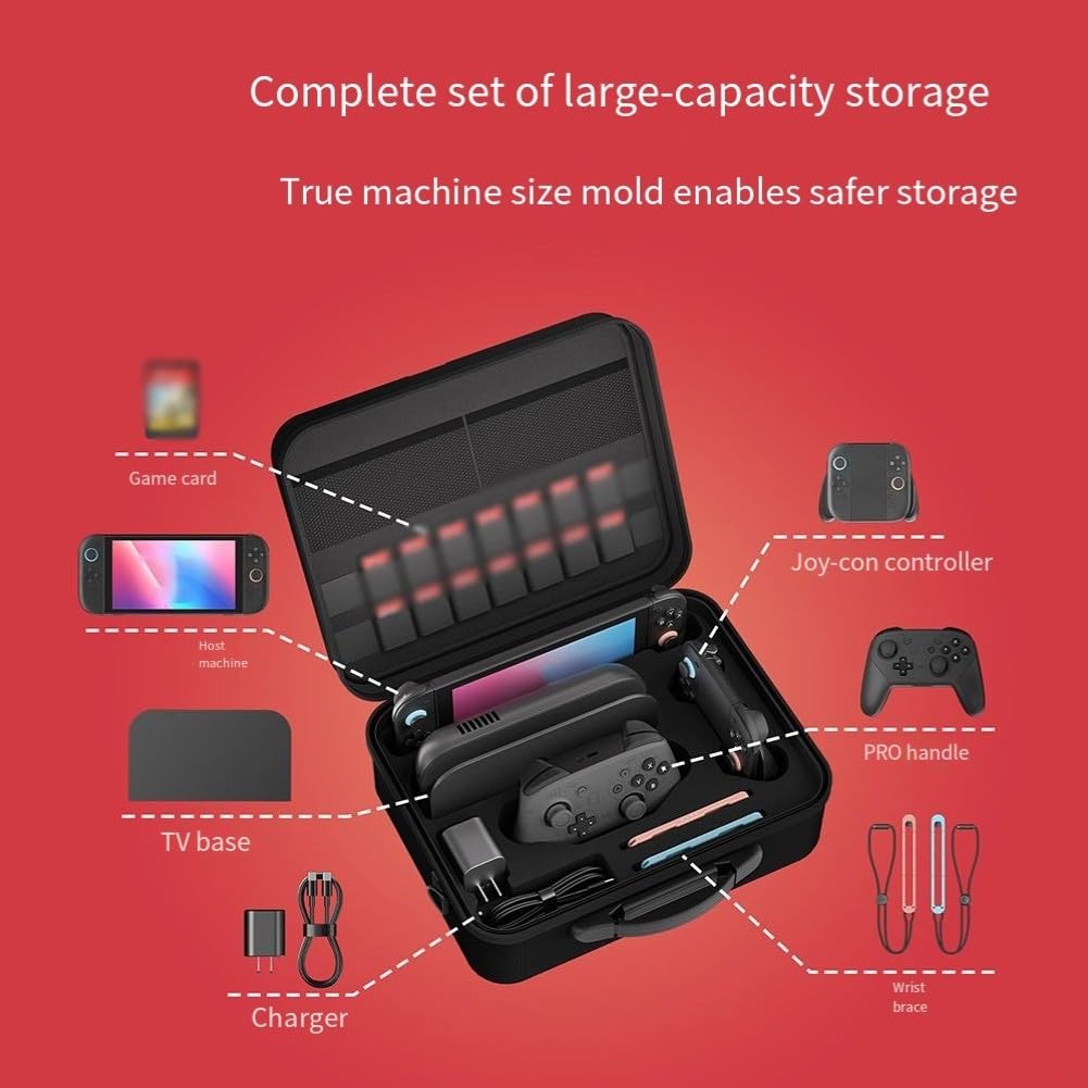 Organizer multifunzionale per Nintendo Switch 2, compatto e comodo, colore: nero