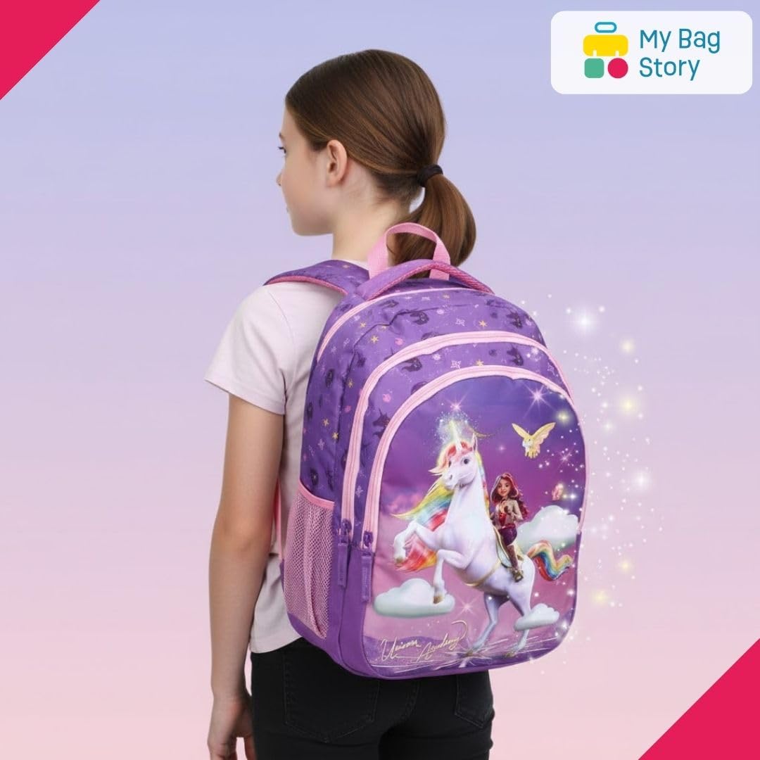 mybagstory Zaino da ragazza Unicorn Academy | Zaino da scuola Sophia e Wildstar Violet | 3 scomparti spaziosi con spallacci imbottiti, ideale per primaria e tempo libero dai 6 anni