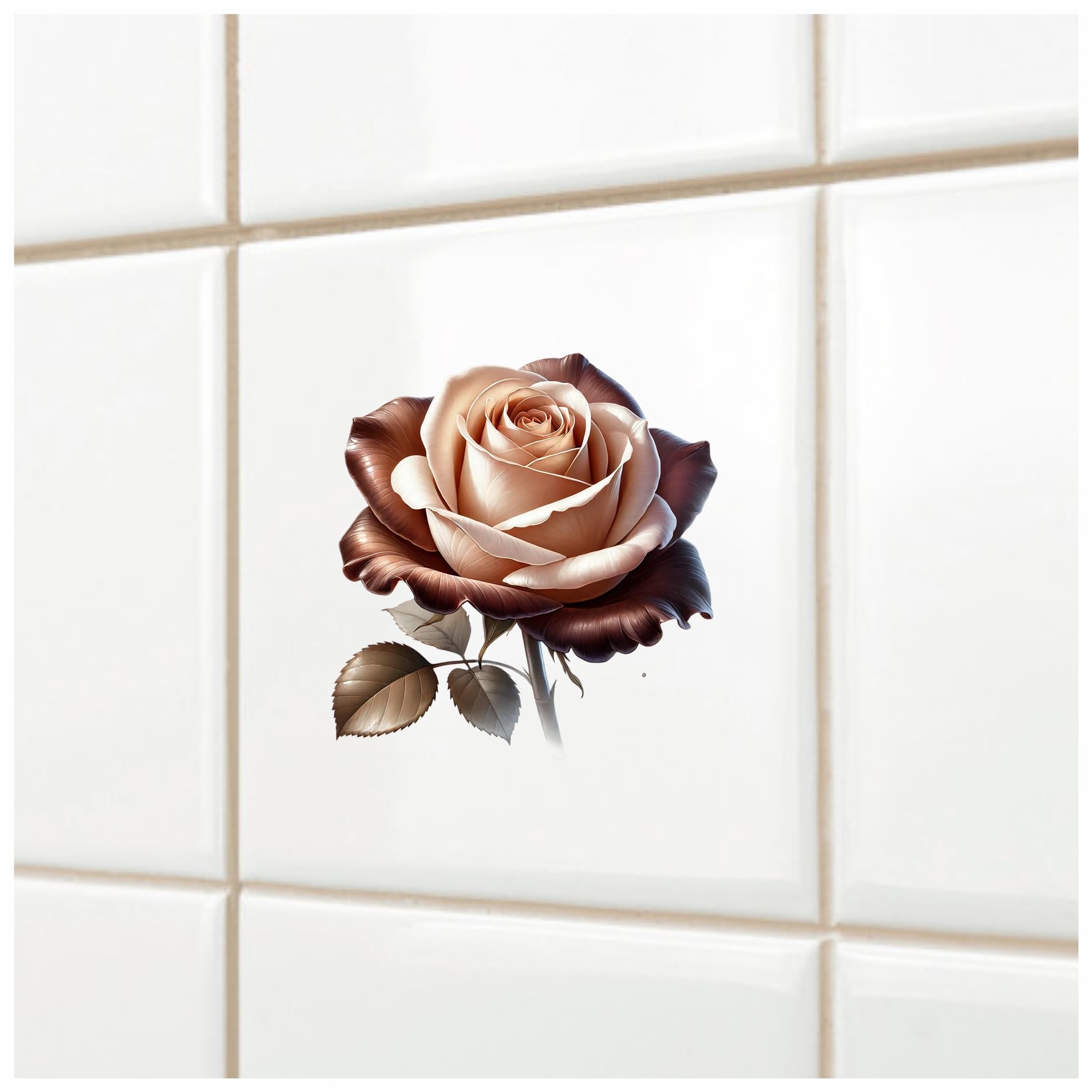 Adesivo Paraurti In Vinile Motivo Floreale | 10x10 Cm Marrone | Per Auto, Laptop, Superfici Lisce