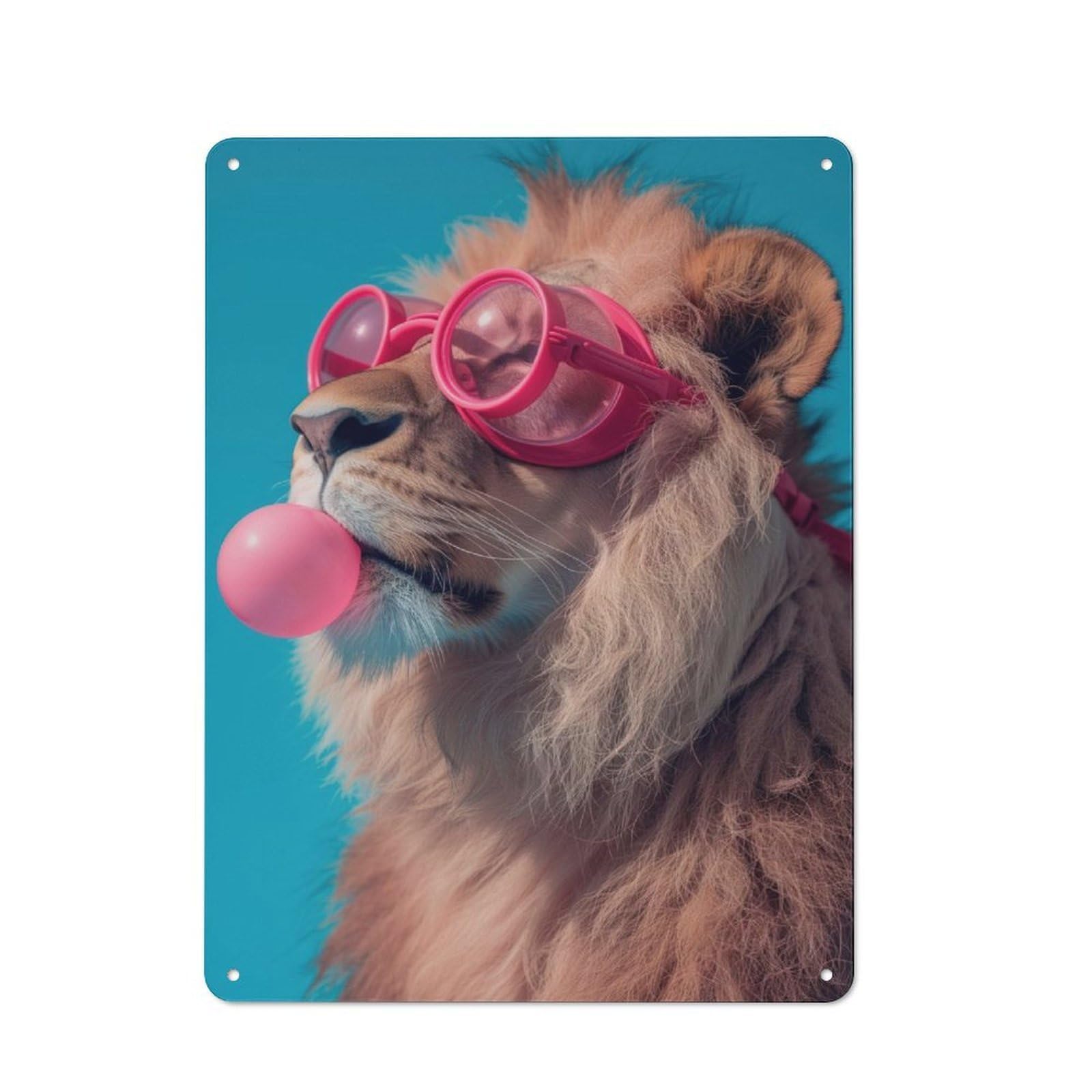 Junmoney Lion Bubblegum Retro Printed Metal Sign 40X30cm For Kitchen Or Home Bar, For Garage, Workshop And Man Cave Decoration
