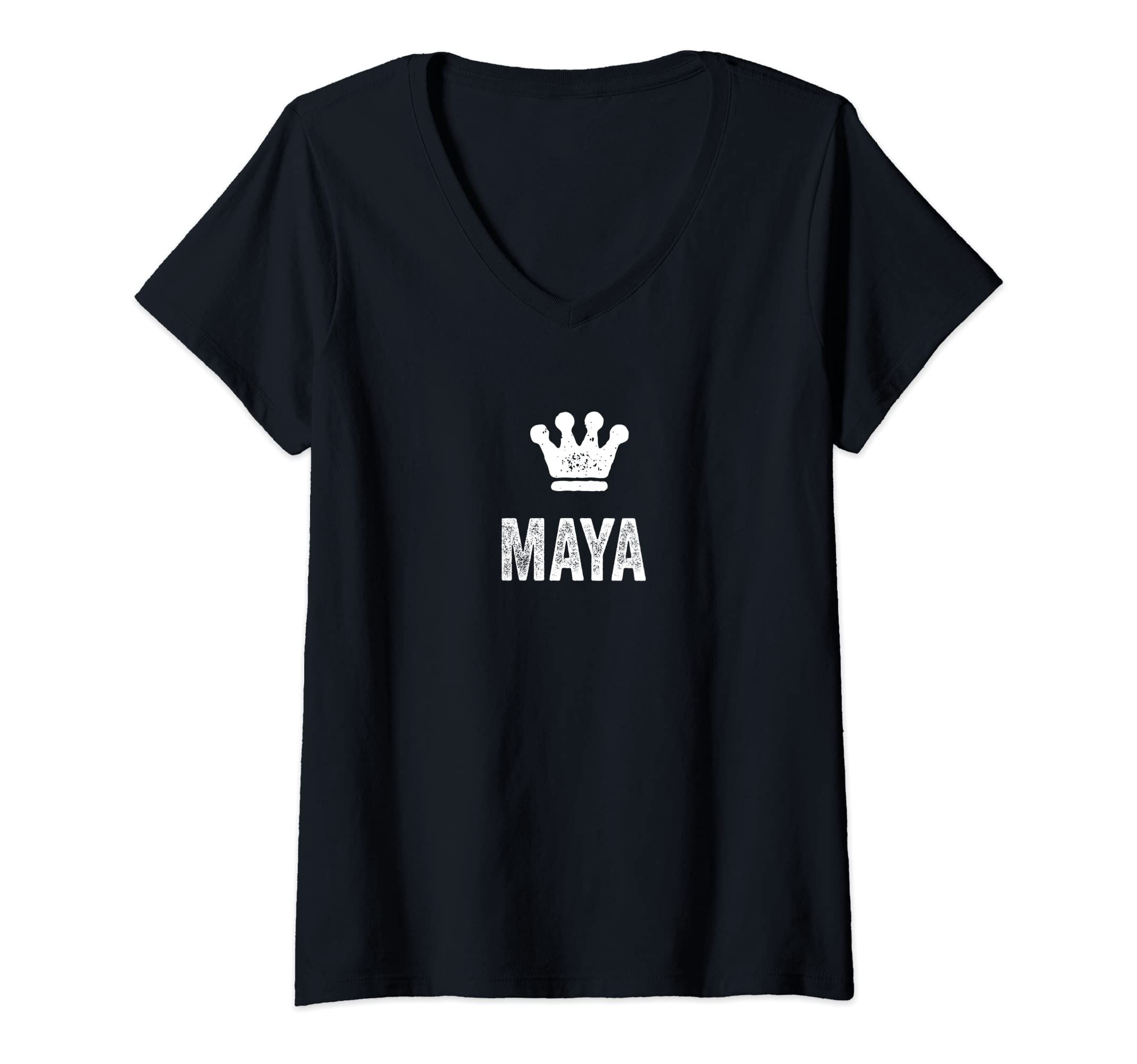 Womens Maya the Queen / Crown & Name Design - Women Called Maya V-Neck T-Shirt