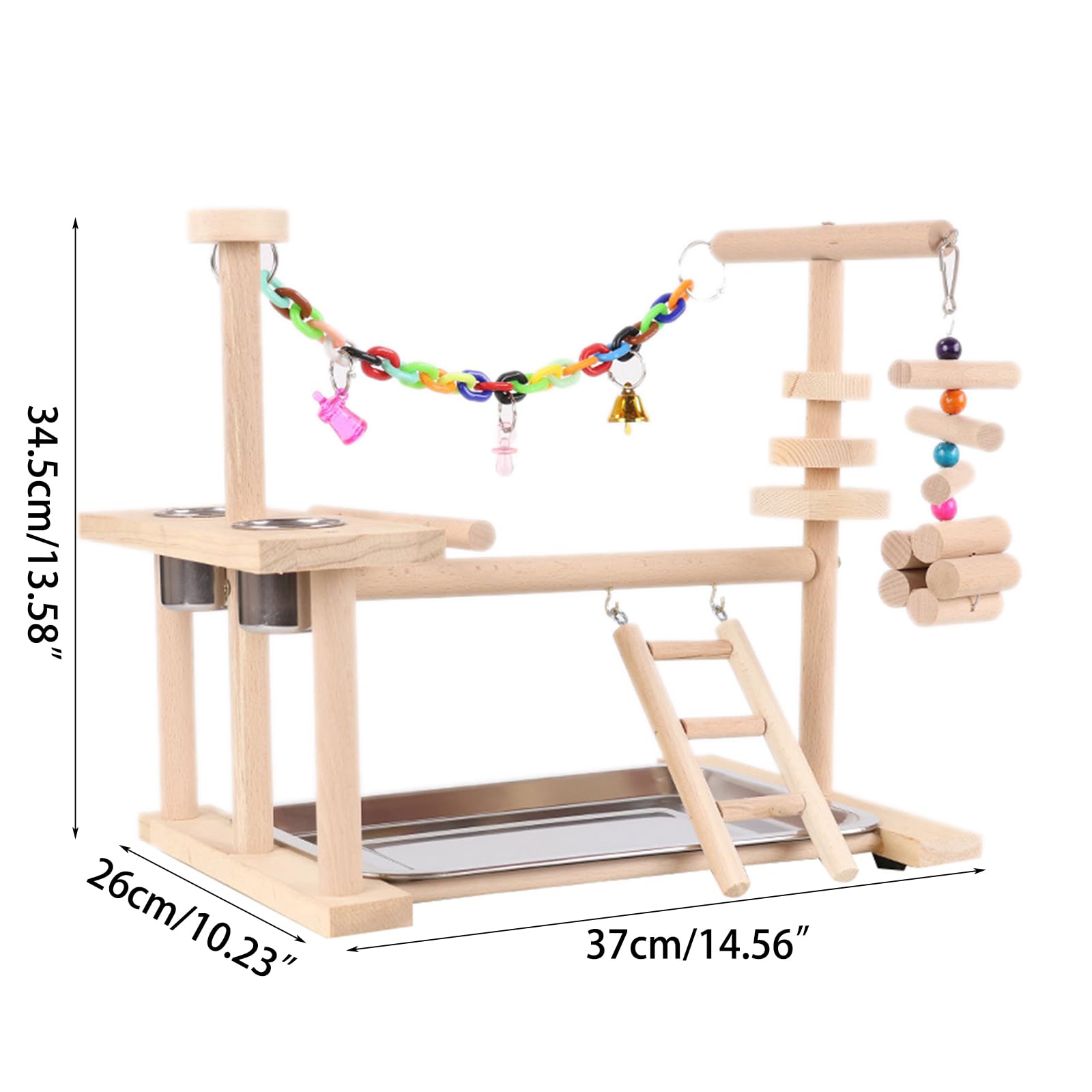 Papageienkäfig, Brückenschaukel mit Tablett, Futternapf, stehendes Zubehör, Brückentraining, Papageien, stehendes Zubehör, Vogelspielzeug Set