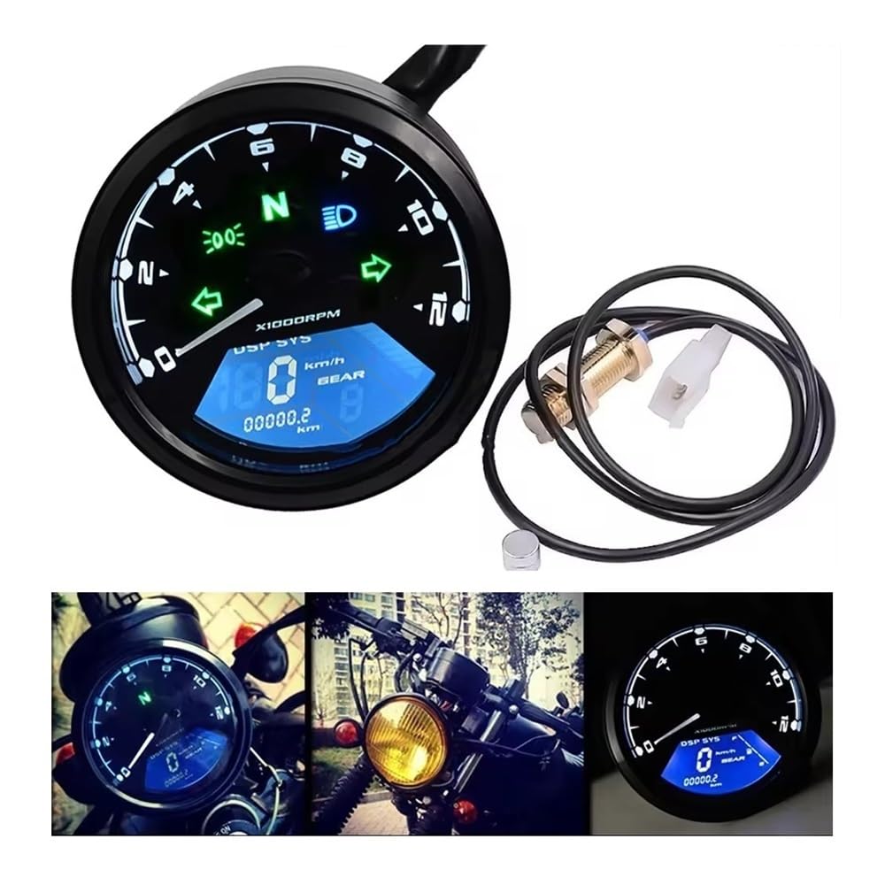 Contagiri contachilometri 12000RPM Universale Del Motociclo Tachimetro Visione Notturna Quadrante Contachilometri LED Indicatore Digitale Contagiri Misuratore Di Carburante Calibro