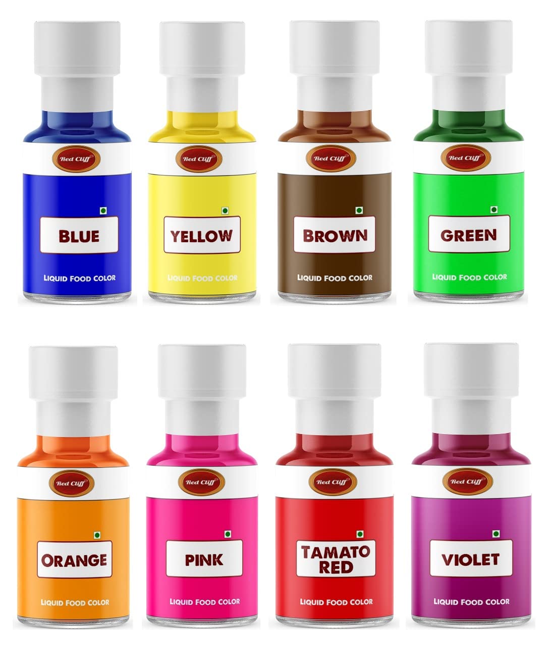 RED CLIFF Liquid Food Color Blue+Yellow+Brown+Green+Orange+Pink+Red+Violet | Combo Pack Of 8 | For Baking, Decorating, Icing, Cooking, Slime Making Kit & DIY Crafts | (8x40ml) (B0BGQ6HYWX) Amazon Price History, Amazon Price Tracker