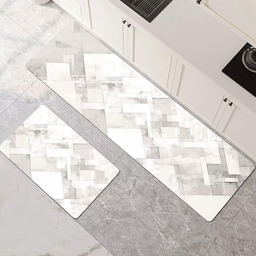 Alfombras de cocina lavables y superabsorbentes en pack de dos piezas color gris