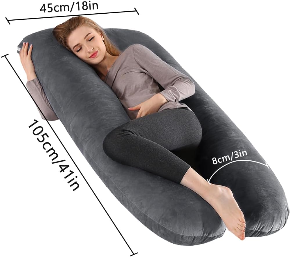 Wndy's Dream Pregnancy Pillows for Sleeping, U Shaped Full Body Maternity Pillow with Removable Cover, Body Pillows for Adults, 47 Inch Pillow for Women, Maternity Pillow and Pregnancy Must Haves