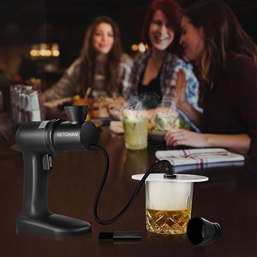 Miniatura 6 de Kit de ahumador de cóctel, pistola de fumar bebidas y alimentos, kit de fumar a la antigua, kit de infundir cóctel whisky bourbon con tapa de disco