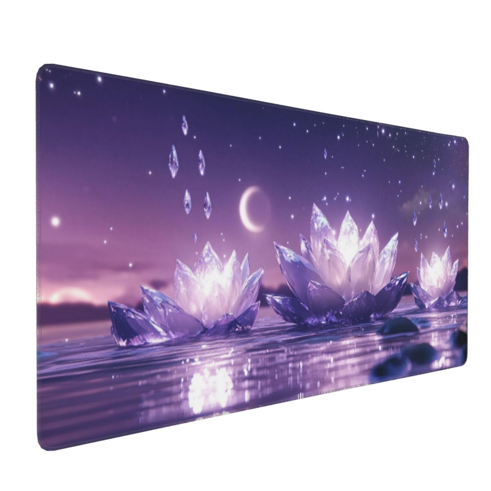 Fioletowa podkładka pod mysz XXL 1200x600x3 mm, podkładka pod mysz lotosu dla graczy, duża podkładka pod mysz z zszytymi krawędziami, gładka powierzchnia i antypoślizgowa gumowa podstawa, akcesoria do