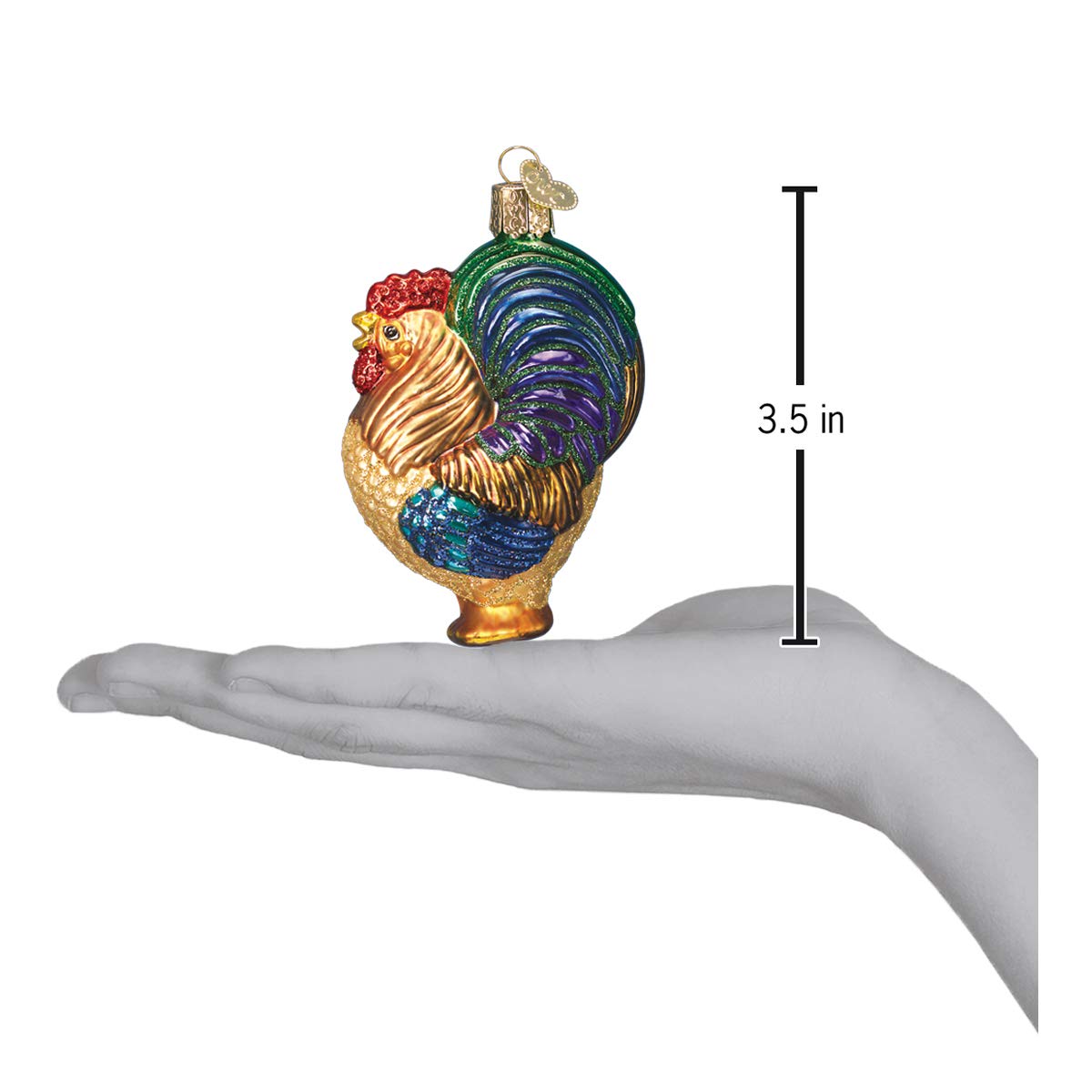 Old World Christmas Rooster Glass Blown Ornaments for Christmas Tree, 3.25 x 2 - Image 3