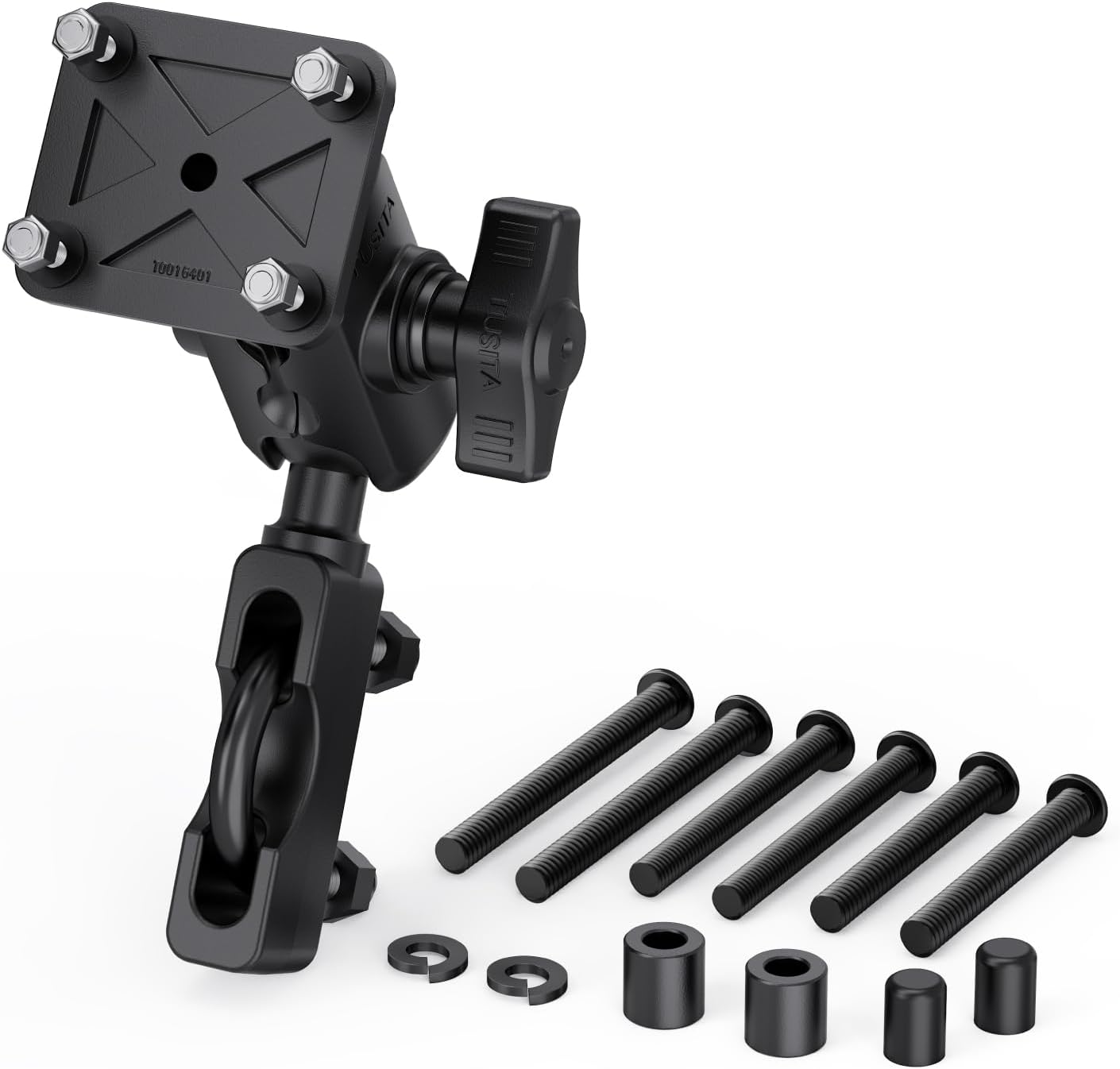 TUSITA Motorcycle GPS Mount Handlebar Brake Clutch Reservoir Compatible with Garmin Montana, Zumo XT GPS -, Double Socket Arm - B Size Short