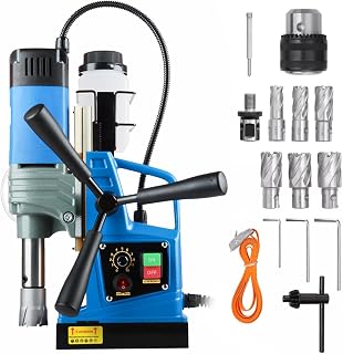 1550W Magnetic Drill 50mm Coring 2922lbf/13000N Electric Mag Drill Press with 500RPM 6 Bits Blue for Heavy - Duty and Home Use