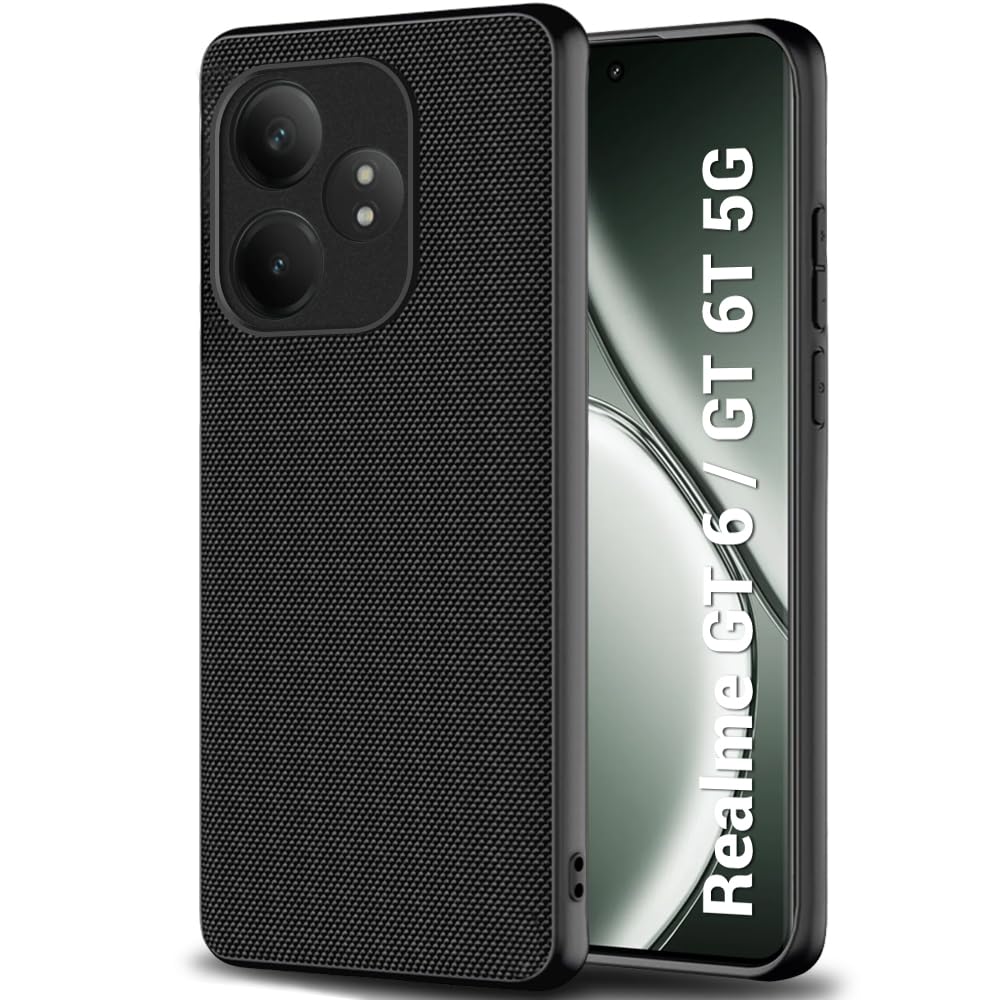 TheGiftKart Back Cover Case for Realme GT 6 / GT 6T 5G | Slim & Lightweight | Ultra-Premium Design | Camera Protection Bump | Fabric Texture Case Cover for Realme GT 6 / GT 6T 5G (PC & TPU, Black) (B0D4F2R9SB) Amazon Price History, Amazon Price Tracker