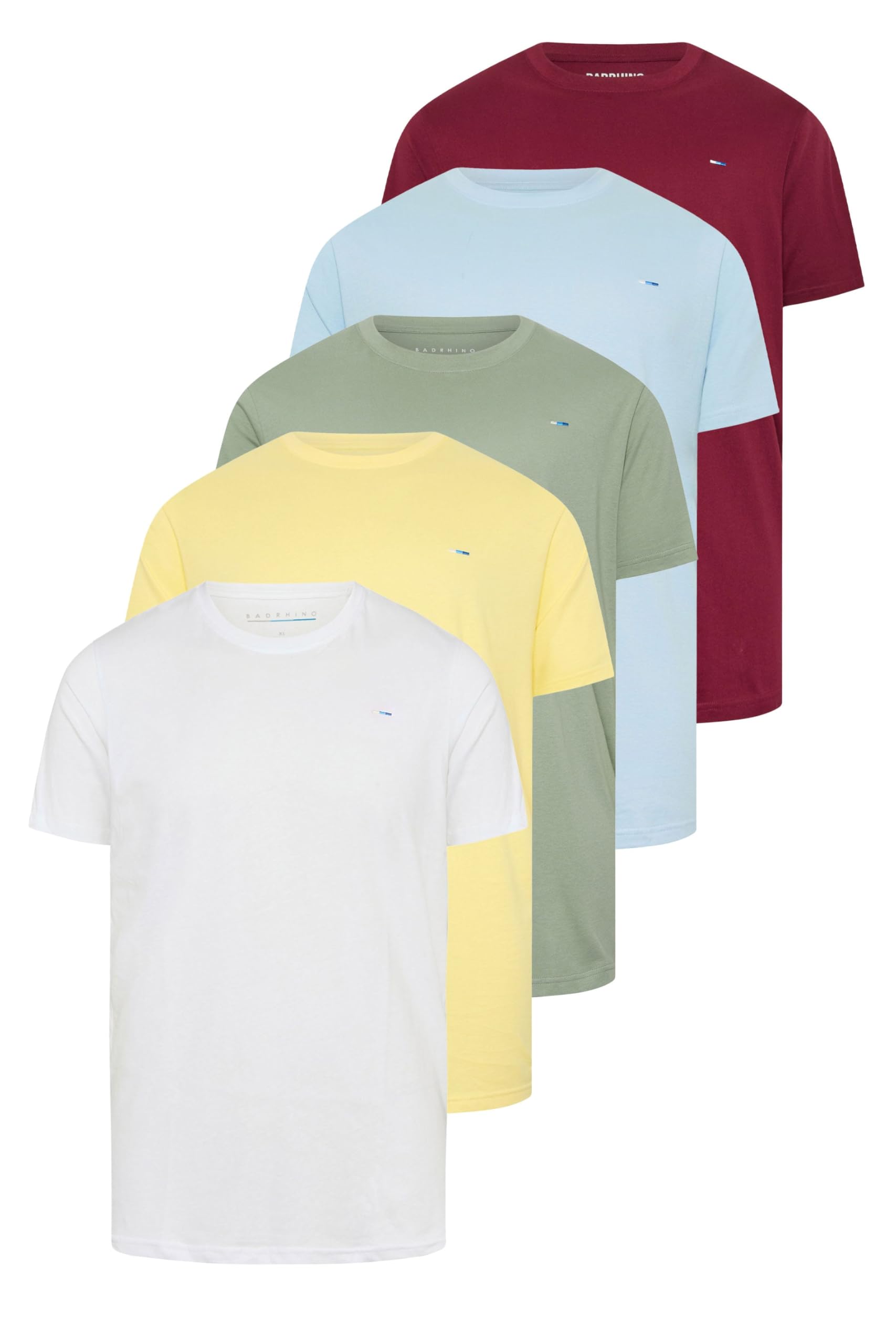 BadRhino Men's 5 Pack T-Shirts - Cotton - Size 5-6XL