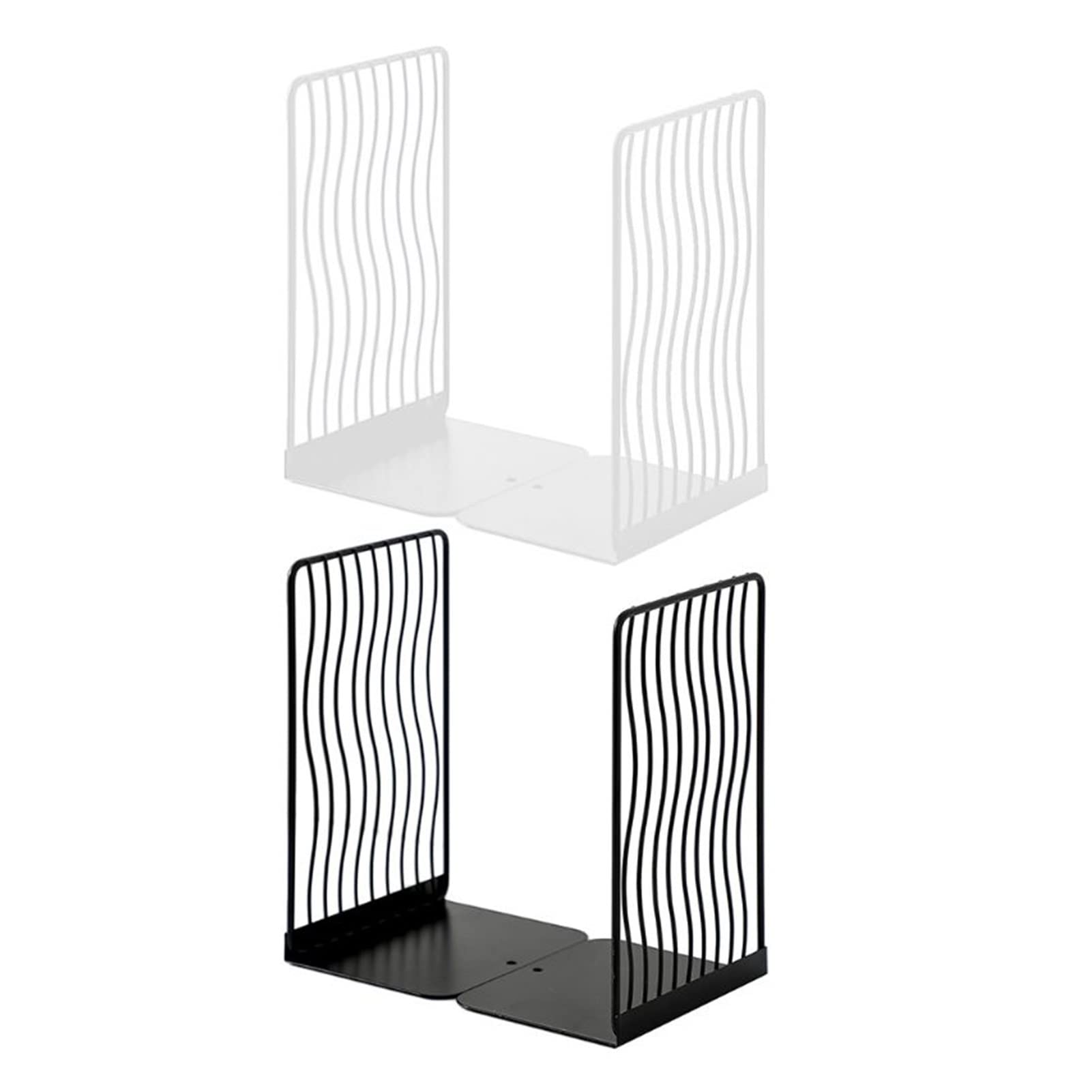 Bookends Styl skandynawski Żelazny wspornik metalowy 1 para książek i półek na książki Podpórka biurko Organizator biurowy Artykuły papiernicze Półka(Black)