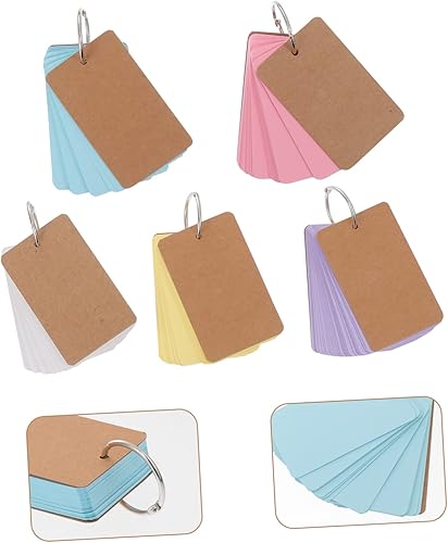 Miniatura 3 de EXCEART 30 Pcs Blank Card Alloy Stationery Cards Leave Messages Alphabet Flash Cards Colored Cardstock Paper Kraft Paper Binder Ring Studying Blank