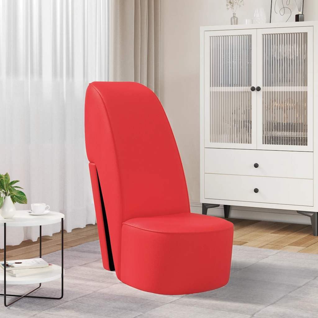 vidaXL Poltrona a Forma di Scarpa con Tacco Design Audace Moderna Comoda Imbottita Morbida Sedia Imbottita Arredo Casa in Similpelle Rossa