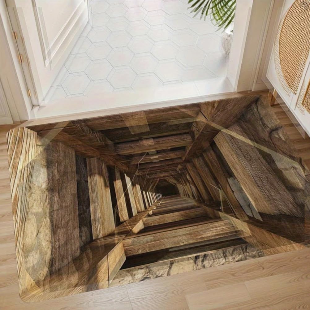 JUXDZISHW Front Door Mat Indoor Outdoor Entrance, 3D Optical Illusion All-Weather Doormat, Optical Illusion Rug Ground Crack Illusion Rug 3D Rugs, Easy Clean Patio Porch Entryway Mat,2,40 * 60cm