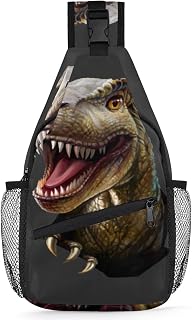 Mochila 3D Animal Dinossauro Cabeça Sling Animal Dinossauros Bolsa transversal Mochila Caminhada Mochila Casual Daypack, Conforme mostrado., 7.9*3.5*14.2 inches