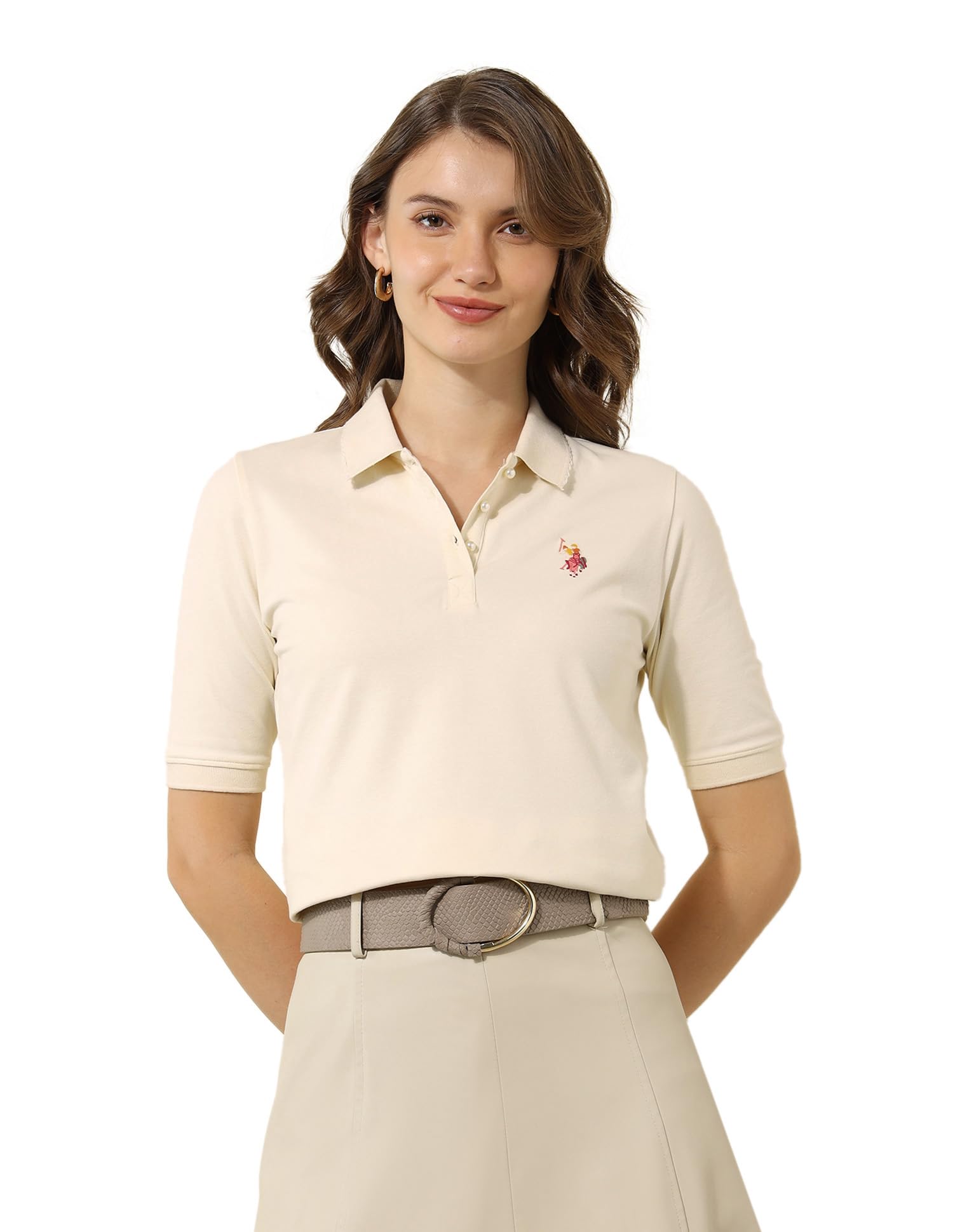 Women's Loose Fit Polo Shirt (UWSS25PTS285-image-42