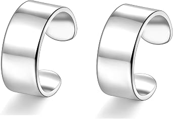 Clip on Earrings Sterling Silver 925 for Non Pierced Helix Cartilage Fake Ear Cuffs Wrap for Men Women
