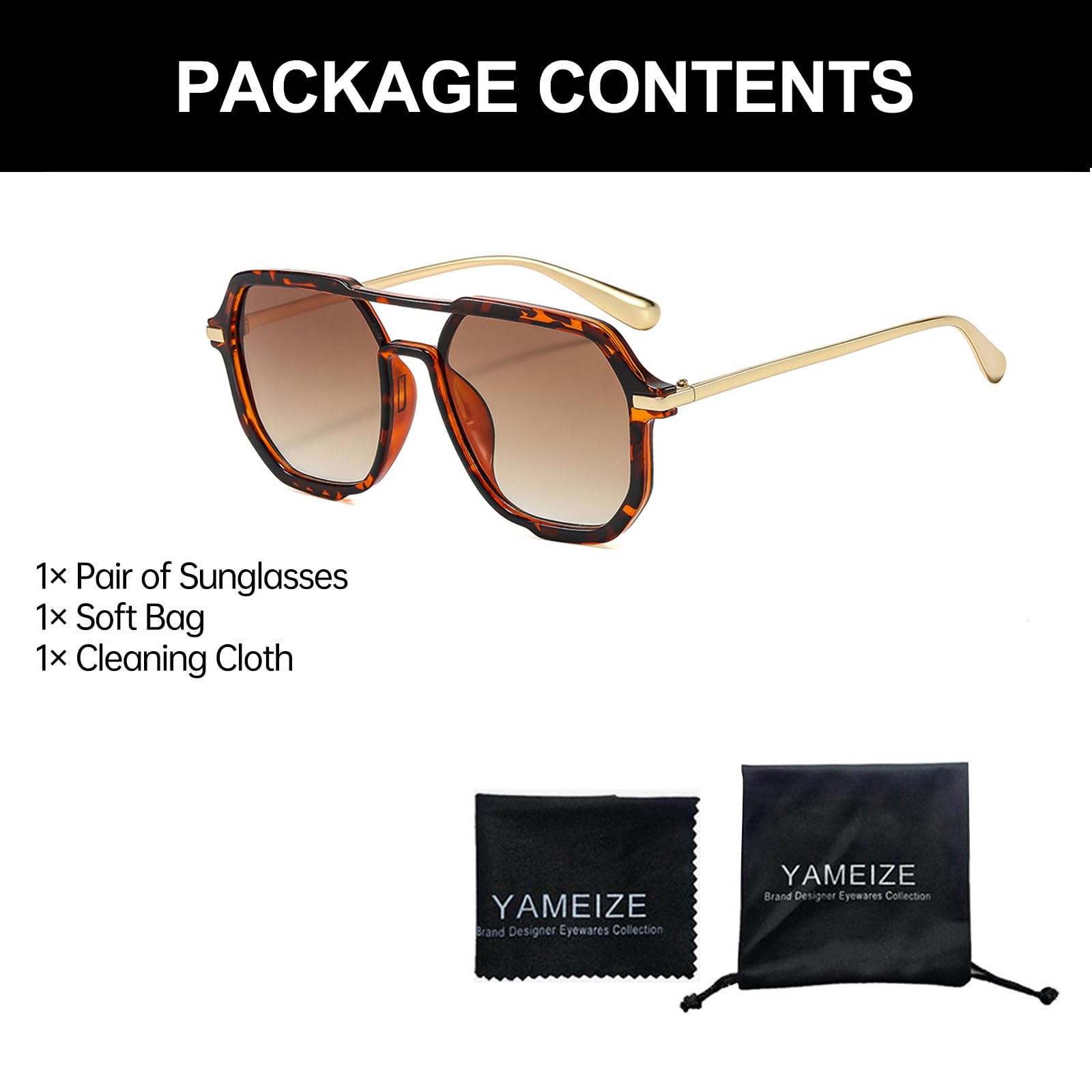 YAMEIZE Okulary przeciwsłoneczne w stylu retro z lat 70-tych pilotów - dla kobiet mężczyzn vintage okulary podwójny most ochrona UV400 ombre jazda