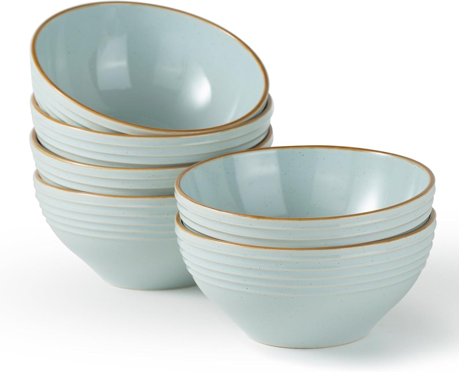 famiware Jupiter Cereal Bowl, 23 OZ Soup Bowls Set of 6, Microwave and Dishwasher Safe, Sturdy and Stackable, Cereal Bowls for Kitchen, Light Blue