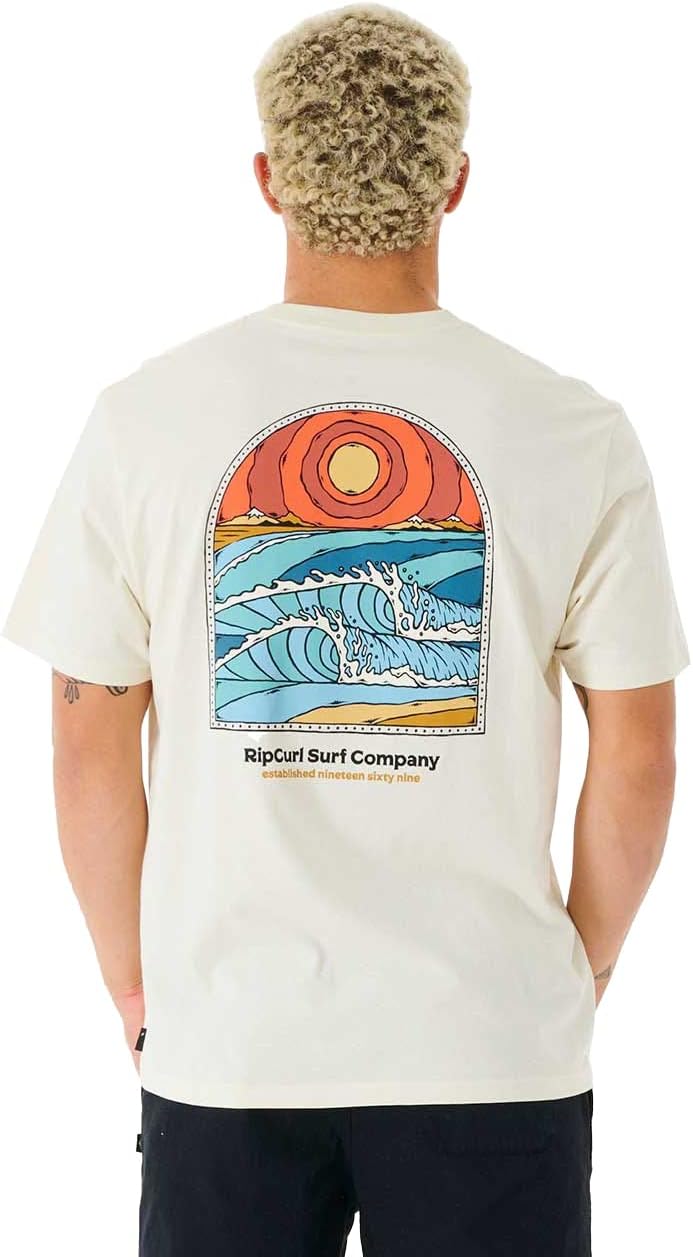 Rip Curl Blazed and Tubed Tee - Men's Fashion Casual Short Sleeve T-Shirt Cotton - Regular Fit - Lifestyle Beach Apparel