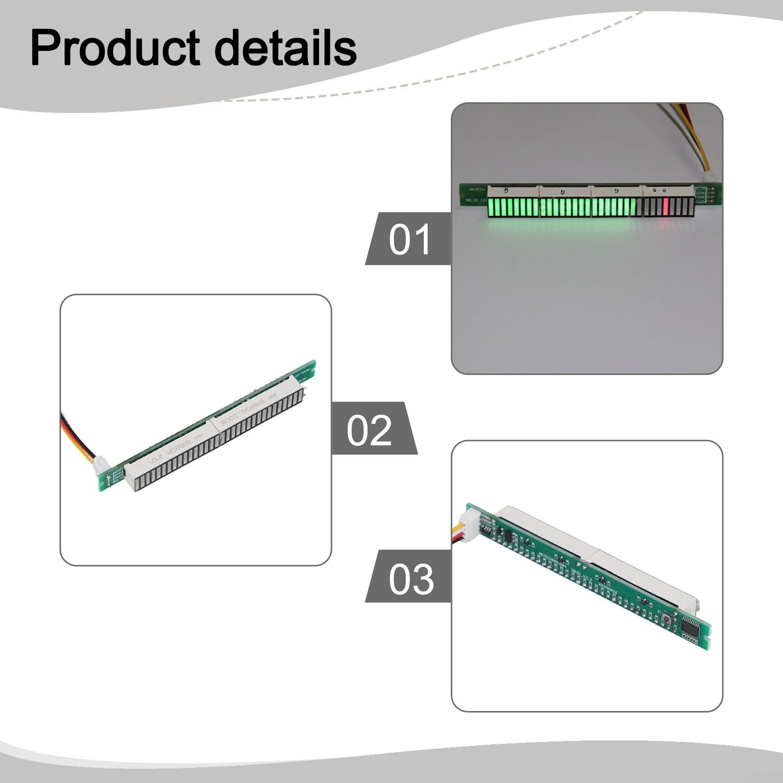 32 LED Bars Audio Display Analyzer Music Sound Level Indicator VU Meter With Adjustable Speed And Brightness