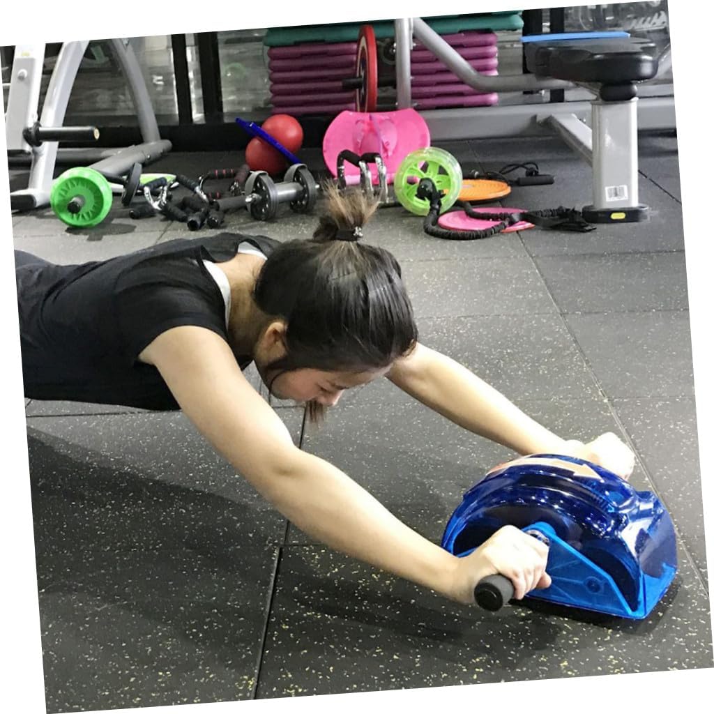 Ab Roller Wheel Four Roller Fitness Equipment with Gear Ergonomic Non-slip Handles Lightweight Abs PP Core Strength Trainer for Home Gym Abdominal Muscle Workout Blue