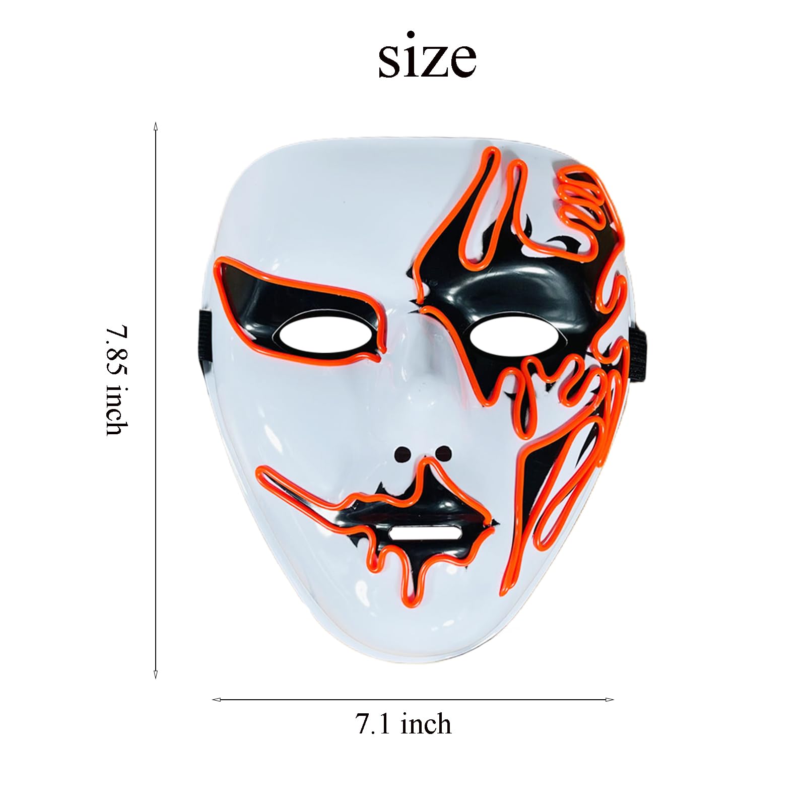 Sucaicuo Halloween Purge Mask Led Light Up Scary Glowing Masks for Festival Party Gifts Couple Mask, Red 1pc