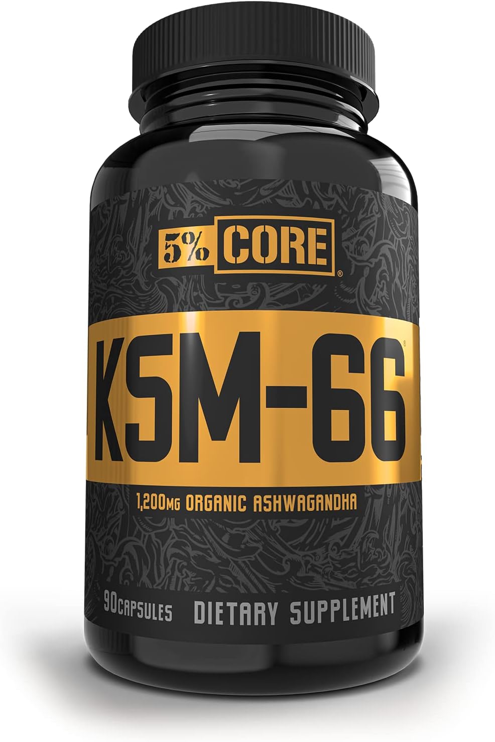 Core KSM-66 Ashwagandha | 1,200mg Organic Ashwagandha Root Powder Extract | High Potency 5% Withanolides (45 Servings, 90 Capsules)