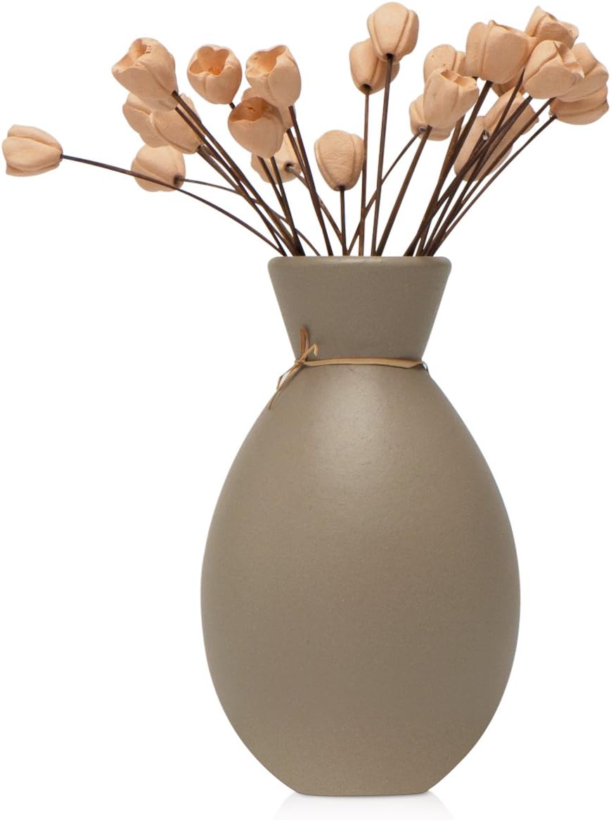Acqua Aroma Earth Colors Collection Tulips Pottery Diffuser (Gray) Handmade