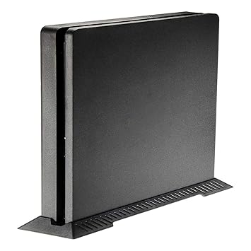 eXtremeRate Black Vertical Stand for ps4 Slim Console, Steady Base Mount Holder for Playstation 4 Slim, Bracket Stand for ps4 Slim Console with Built-in Cooling Vents Non-Slip Feet [Video Game]